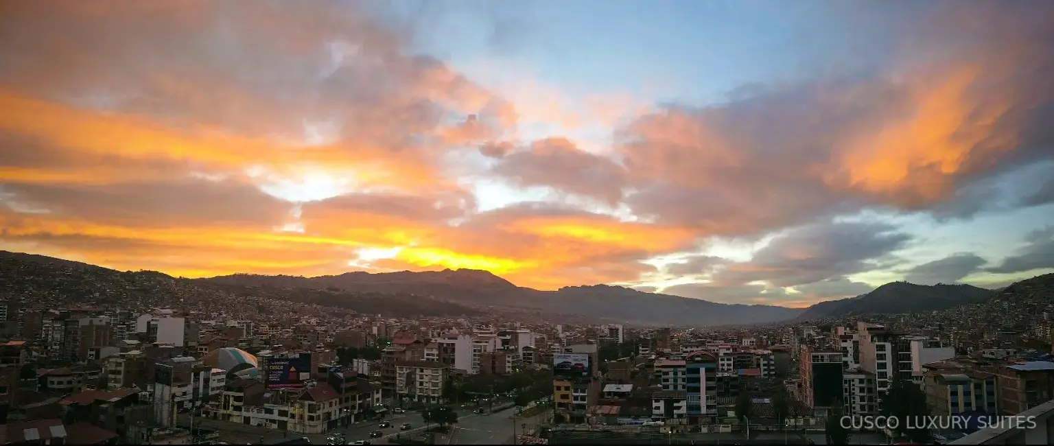 Sunset over Cusco seen directly from SUMAQ SUITE